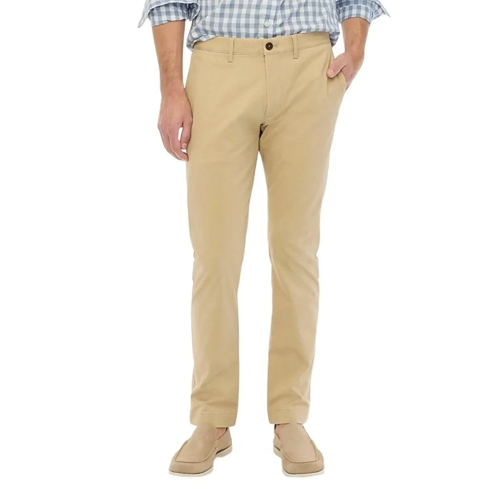J. Crew Flex Slim Chino Pants Khaki Tan Mens 34x30 Stretch Casual Dress NWT $118